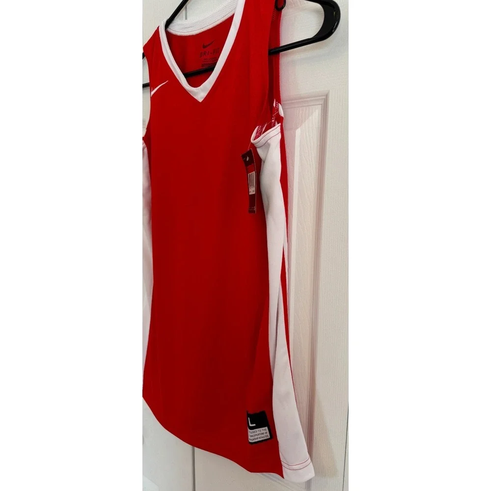 NEW Nike Fastbreak Stock Basketball Jersey Red White Girls Size Large 683337-658
